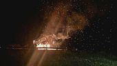 In fiamme il drago di Vaia