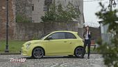 Alessia Ventura alla guida dell'ultima Abarth 500e