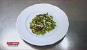 Tagliolini con spinaci guanciale e asparagi