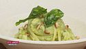 Linguine risottate con pesto e rana pescatrice
