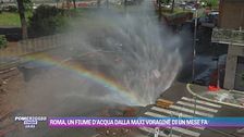 Roma, un fiume d'acqua dalla maxi voragine di un mese fa