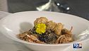 Tagliatelle al nero di seppia con scampi e colatura di alici