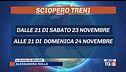 Difficoltà per i treni sciopero fino alle 21