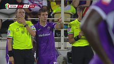 Quasi golazo, cavalcata e botte: la prima di Mastantuono alla Fiorentina in 45"