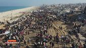 I palestinesi in marcia verso il nord di Gaza