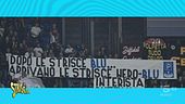 I gingilli di Bastoni, gli striscioni e le strisce nero-blu