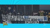 I gingilli di Bastoni, gli striscioni e le strisce nero-blu