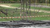 In fiamme la balena della Triennale