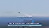 Vasto incendio in Salento, il canadair in azione