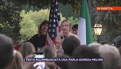 Giorgia Meloni in diretta dall'ambasciata statunitense