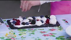 Meringhe di acqua faba con chantilly alla vaniglia e frutti rossi