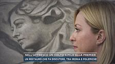 Nell'affresco un volto simile alla premier