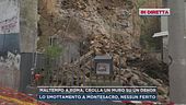 Maltempo a Roma, crolla un muro su un dehor