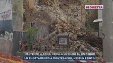 Maltempo a Roma, crolla un muro su un dehor