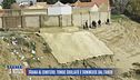 Frana al cimitero: tombe crollate e sommerse dal fango