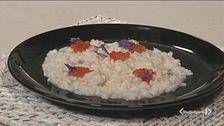Risotto con trota, uova e prosecco