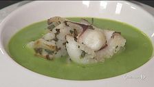 Seppia arrosto con crema di piselli
