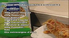 Penne integrali con fave e guanciale