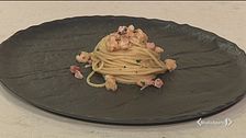 Spaghetti gamberi e pancetta
