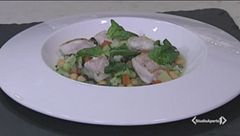 Minestrone con brodo di pesce e nasello brasato