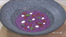 Risotto viola mantecato all'erborinato