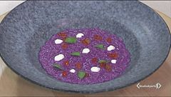 Risotto viola mantecato all'erborinato