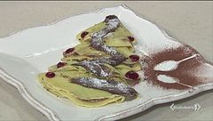 Alberello di crepes con purea di pere e cioccolato