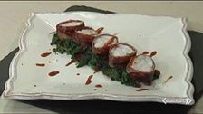 Rana pescatrice con bacon e spinaci