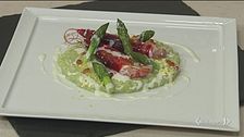 Risotto con asparagi, pecorino e gamberi