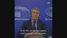 Sassoli: "Paesi G20 eliminino restrizioni export vaccini"