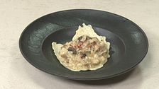 Risotto con porcini e zafferano in cilda di formaggio