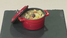 Zuppa di fave ceci e porro con chiodini