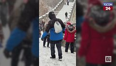 Grande Muraglia d'inverno, il ghiaccio mette alla prova i visitatori