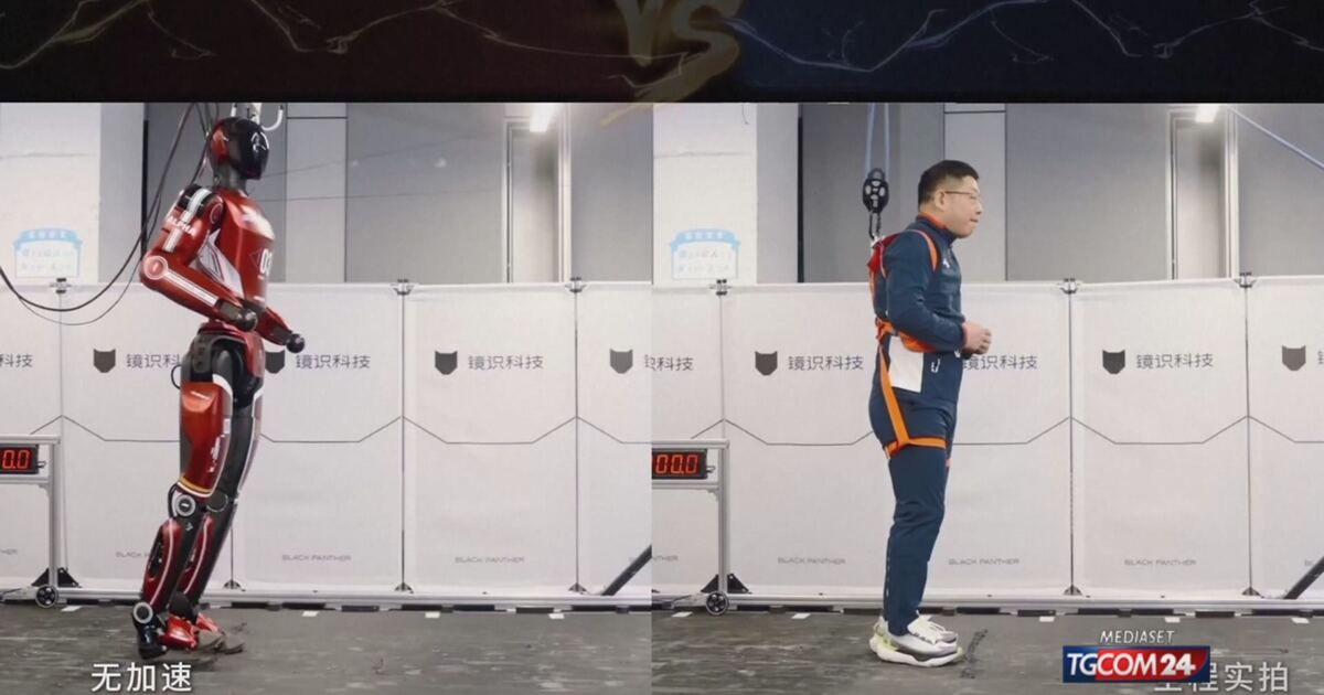 Tgcom24: Essere umano e robot si sfidano in una gara di corsa Video ...