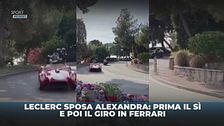 Leclerc e Alexandra su Ferrari da marito e moglie