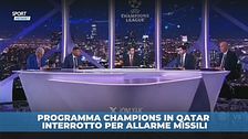 Champions, programma TV interrotto per allarme missili