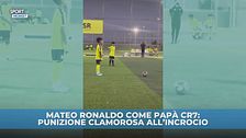 Mateo Ronaldo come papà CR7, punizione clamorosa
