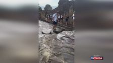 Pioggia a Pompei, in funzione gli antichi passaggi pedonali romani
