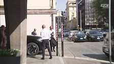 L'arrivo di Roberto Mancini in Federazione per la conferenza stampa di presentazione"