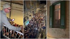 Biagio Antonacci canta dal balcone a Lucera (Foggia)