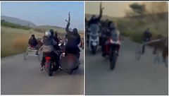 Con un kalashnikov alla corsa clandestina di cavalli: il video è virale