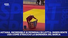 Kazakistan: ai mondiali di lotta la bandiera del Barcellona usata come straccio per pulire